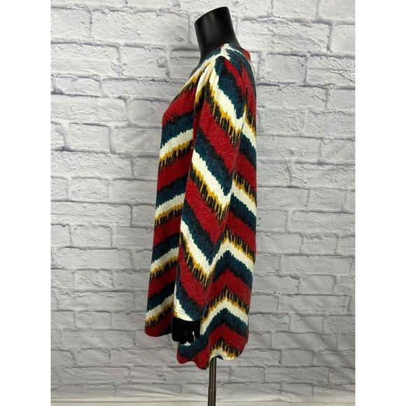 Aryeh Square Neck Long Sleeve Chevron Dress Multicolor Women's Size XXXL - Picture 4 of 8